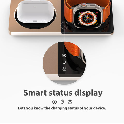 3 in 1 Charging Station for Apple Devices: Mag-Safe Charger Stand Fast Charging, Wireless Charger for iPhone 16/15/14/13/12 Series, Apple Watch Series 1-9/Ultra, AirPods Pro,30W USB Charger (Black)