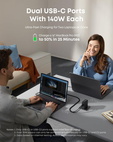Anker Laptop Charger, 140W USB C Charger, 4-Port Multi-Device Fast Charging, Advanced GaN Power Adapter, Intuitive Touch Controls, for MacBook, iPhone 16 Series, Samsung Galaxy, Pixel, and More