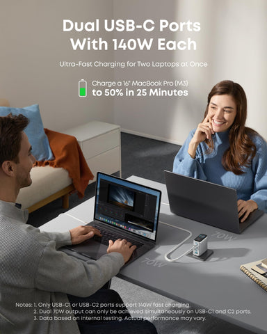 Anker Laptop Charger, 140W USB C Charger, 4-Port Multi-Device Fast Charging, Advanced GaN Power Adapter, Intuitive Touch Controls, for MacBook, iPhone 16 Series, Samsung Galaxy, Pixel, and More