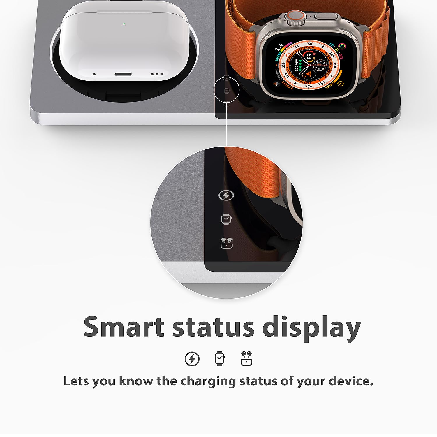 3 in 1 Charging Station for Apple Devices: Mag-Safe Charger Stand Fast Charging, Wireless Charger for iPhone 16/15/14/13/12 Series, Apple Watch Series 1-9/Ultra, AirPods Pro,30W USB Charger (Black)