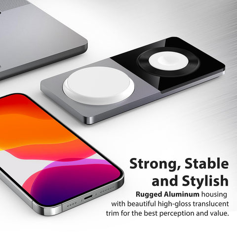 3 in 1 Charging Station for Apple Devices: Mag-Safe Charger Stand Fast Charging, Wireless Charger for iPhone 16/15/14/13/12 Series, Apple Watch Series 1-9/Ultra, AirPods Pro,30W USB Charger (Black)