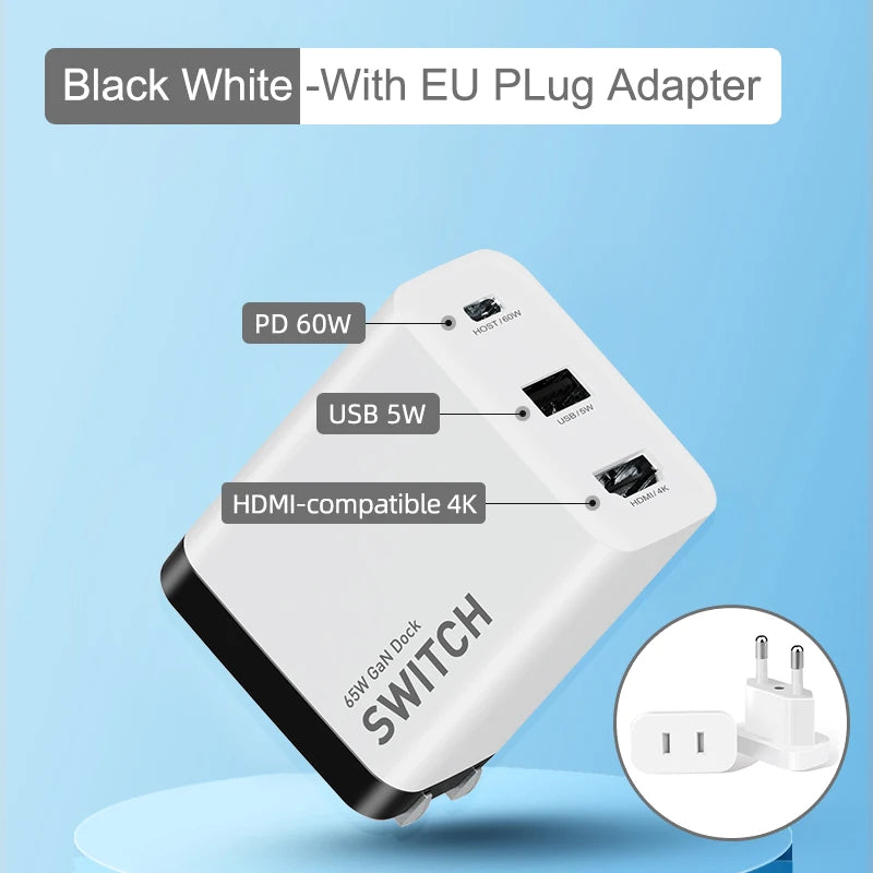 Hagibis Switch Dock for Nintendo Switch GaN fast charger  Portable TV Docking Station 4K HDMI-compatible for Laptops iPad Phone