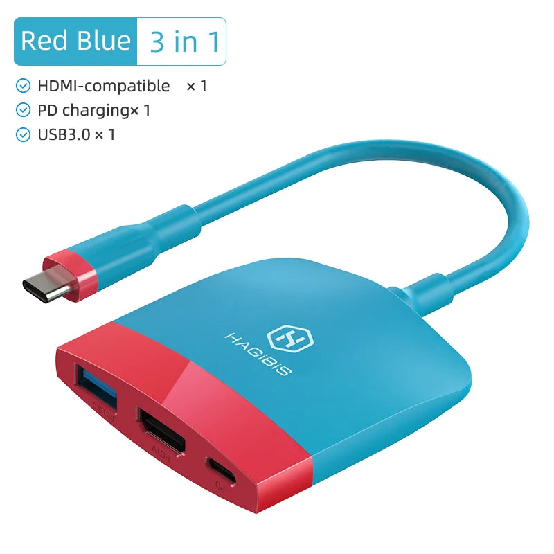Hagibis Switch Dock TV Dock for Nintendo Switch Portable Docking Station USB C to 4K HDMI-compatible USB 3.0 Hub for Macbook Pro