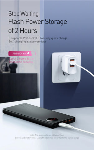 Baseus Power Bank 10000mAh 22.5W PD Fast Charging Powerbank Portable External Battery For iPhone 15 14 12 13 Pro Samsung Huawei