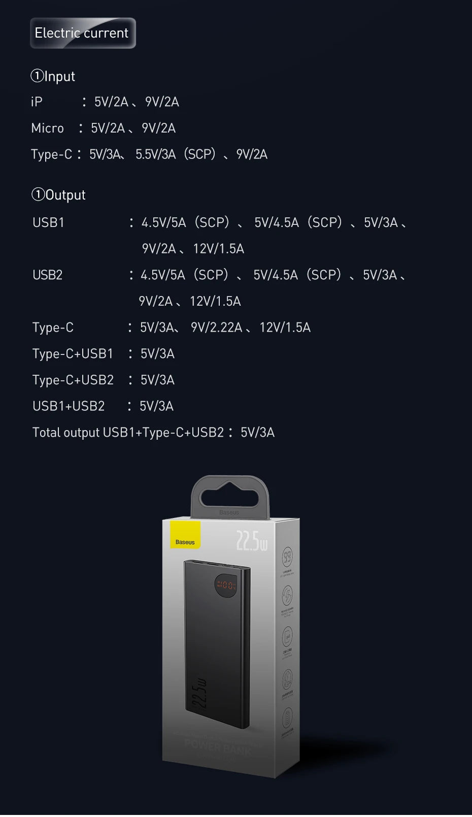 Baseus Power Bank 10000mAh 22.5W PD Fast Charging Powerbank Portable External Battery For iPhone 15 14 12 13 Pro Samsung Huawei