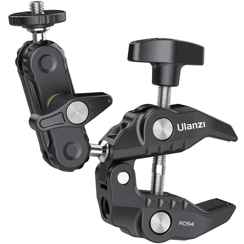 Ulanzi R094 Metal Super Clamp with Double Ball Head Magic Arm Clamp with 1/4" 3/8" Hole for DSLR Camera Monitor Light Mic Mount