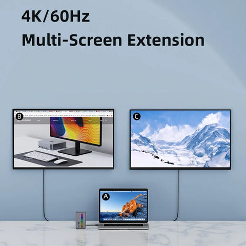Hagibis USB C Docking Station with Dual HDMI-compatible M.2 SSD Enclosure Ethernet 100W PD USB Hub SD/TF for Laptop Macbook Pro