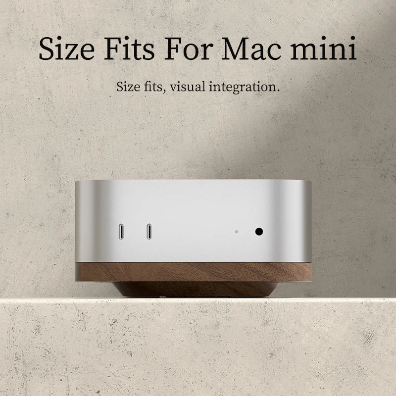 Hagibis Desktop Stand for Mac mini M4/M4 Pro 2024 Dustproof Walnut Wood Base Heat Dissipation Holder Solid Wood Bracket Cooling