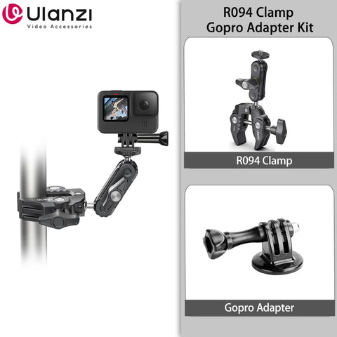 Ulanzi R094 Metal Super Clamp with Double Ball Head Magic Arm Clamp with 1/4" 3/8" Hole for DSLR Camera Monitor Light Mic Mount