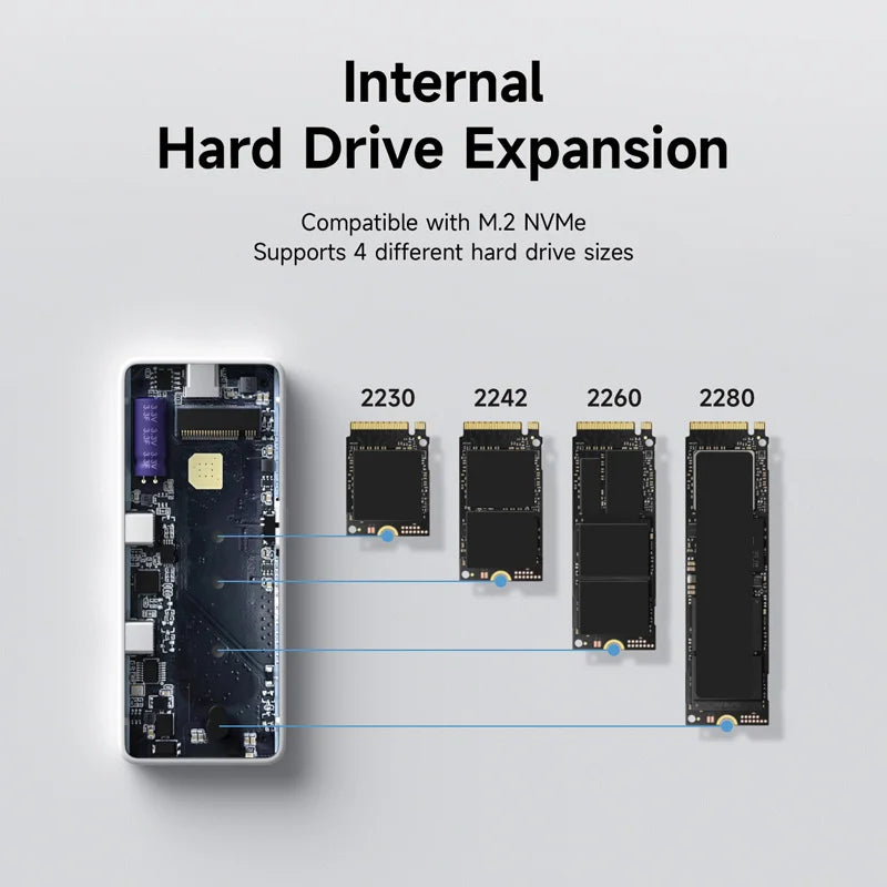 Hagibis M.2 NVMe SSD Enclosure Write Protect USB C 3.2 Gen2 to NVMe PCI-E M.2 SSD Case With 100W PD for iPhone 16 15 Pro MacBook