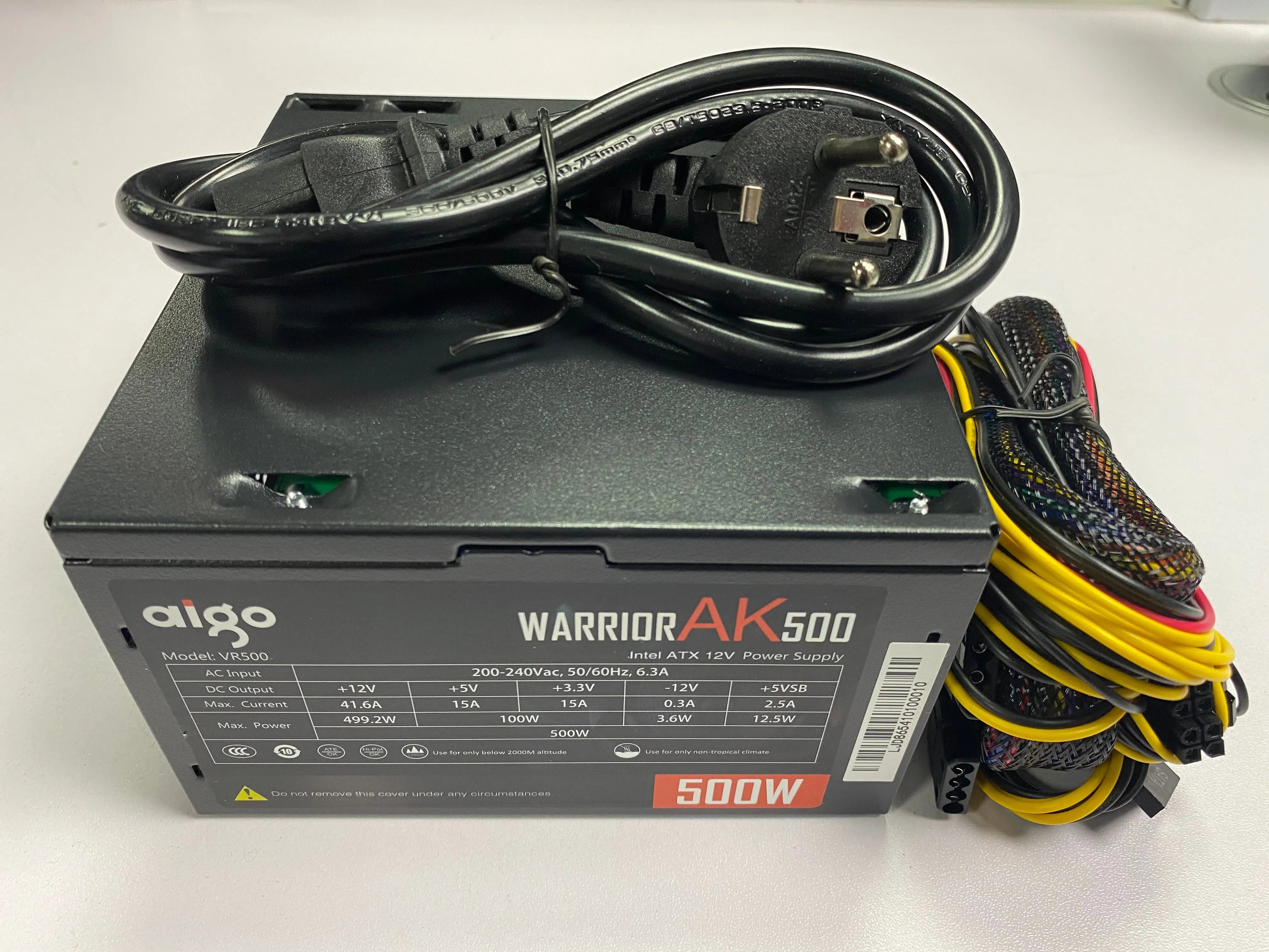Aigo AK 500W PC PSU Power Supply Unit Black Gaming Quiet 120mm RGB Fan 24pin 12V ATX Desktop Computer Power Supply for BTC