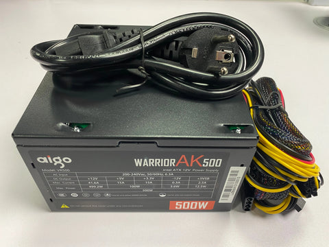 Aigo AK 500W PC PSU Power Supply Unit Black Gaming Quiet 120mm RGB Fan 24pin 12V ATX Desktop Computer Power Supply for BTC