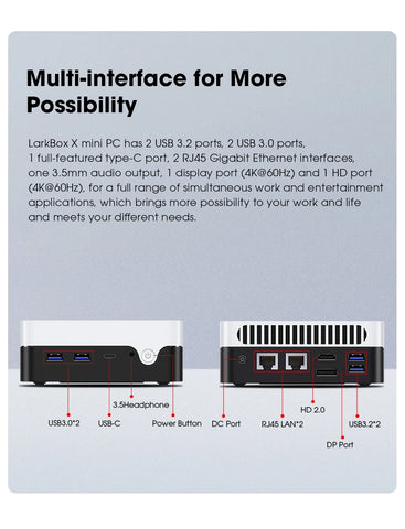 CHUWI LarkBox X Mini PC 12GB RAM 512GB SSD Intel N100 Game PC UHD Graphics for 12th Gen Intel Processors WiFi 6 Desktop Computer