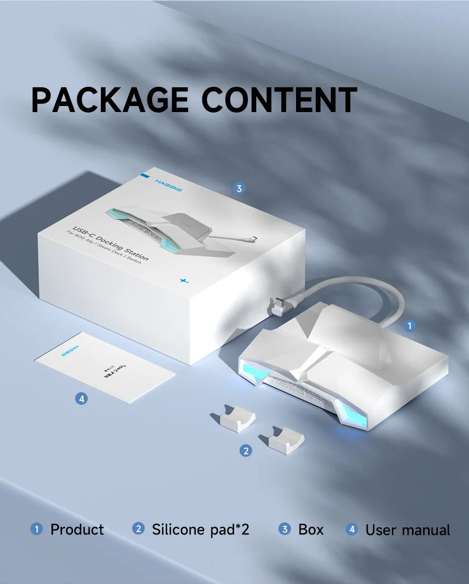 Hagibis ROG Ally/Steam Deck/Switch/OLED Dock 6 in 1 Universal Docking Station With 4K HDMI 2.5G RJ45 100W PD RGB Light USB C Hub