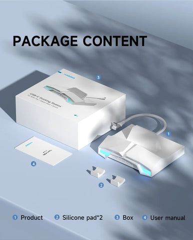 Hagibis ROG Ally/Steam Deck/Switch/OLED Dock 6 in 1 Universal Docking Station With 4K HDMI 2.5G RJ45 100W PD RGB Light USB C Hub