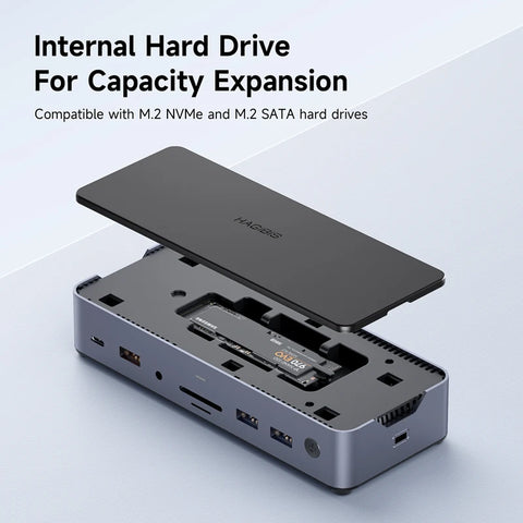Hagibis USB C Docking Station Type C to 8K DP HDMI-Compatible Triple Display M.2 SSD PD3.0 RJ45 15 in 1 USB C HUB for PC Laptops