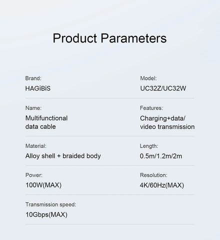 Hagibis USB C to USB C Cable USB 3.2 Gen 2 Type C Cable 10Gbps 4K 60Hz Video 100W Fast Charging for iPhone 16 Macbook Pro iPad