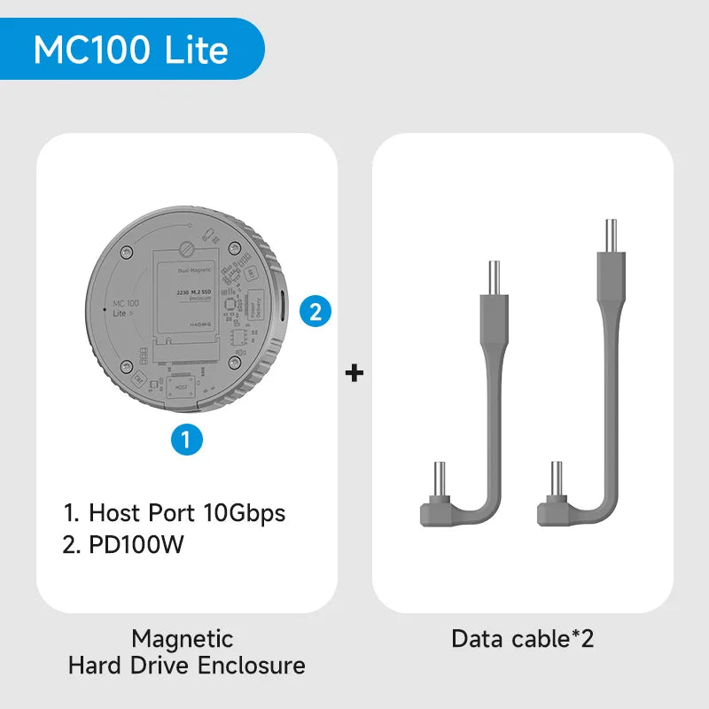 Hagibis Magnetic M.2 2230 NVMe SSD Enclosure Magsafe SSD Case USB C 3.2 Gen2 to NVMe PCI-E for iPhone 16 Pro Max ProRes MacBook