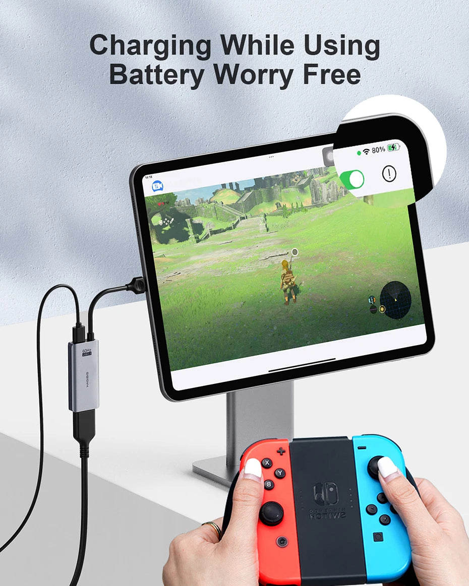 Hagibis USB 3.0 Video Capture Card With 100W PD For Meta Quest 3 iPad HDMI to USB/Type-c Gaming Live Streaming Video Recorder
