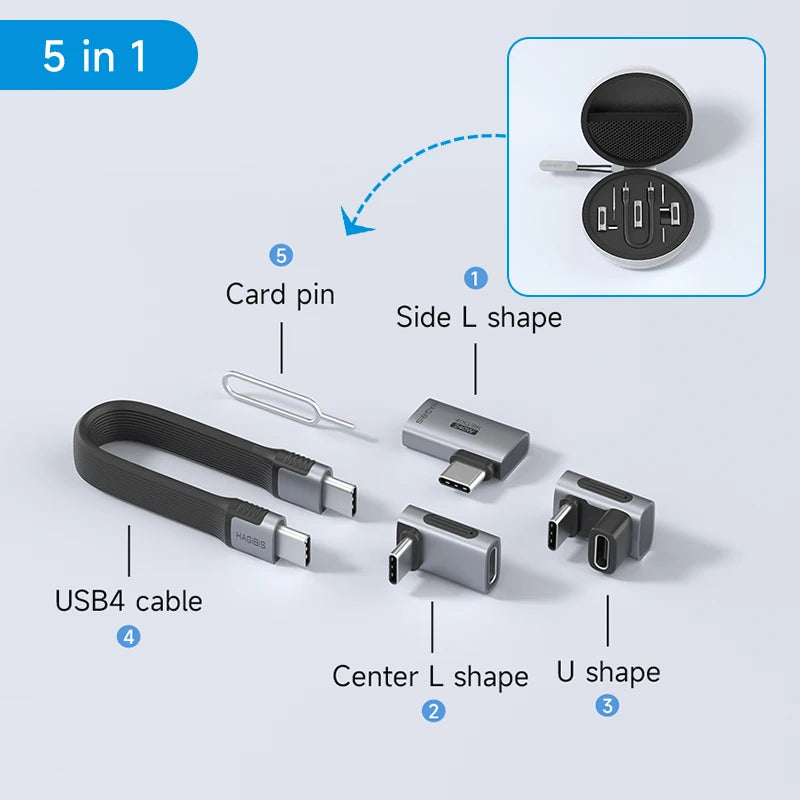 Hagibis Multi USB C Adapter Kit Short USB4 Fast Charging Cable Set Storage Box USB to Type-c Compatible with Thunderbolt 4/3