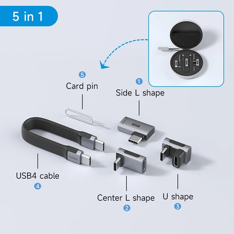 Hagibis Multi USB C Adapter Kit Short USB4 Fast Charging Cable Set Storage Box USB to Type-c Compatible with Thunderbolt 4/3
