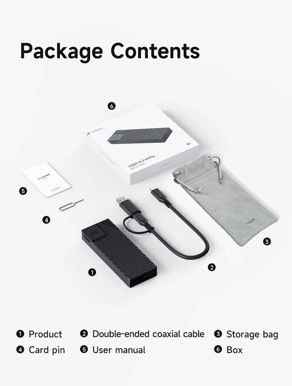 Hagibis USB 4.0 40Gbps M.2 NVMe SSD Enclosure Compatible with Thunderbolt 4/3 USB 3.2/3.1/3.0 ASM2464 External Hard Drive Case