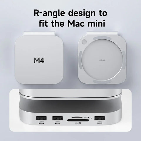 Hagibis USB C Hub with M.2 SSD Enclosure for Mac Mini M4/M4 Pro Stand Type-C Docking Station SSD Case USB3.2 Gen2 SD4.0 TF4.0