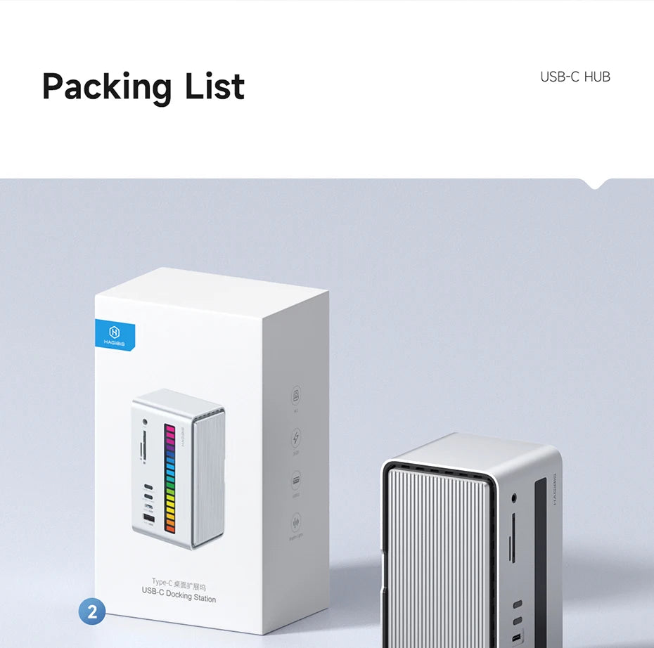 Hagibis USB C Docking Station Type-c to M.2 SSD Enclosure USB 3.1 3.0 SD/TF 3.5mm AUX Adapter USB-C Hub for Laptop iPad Macbook
