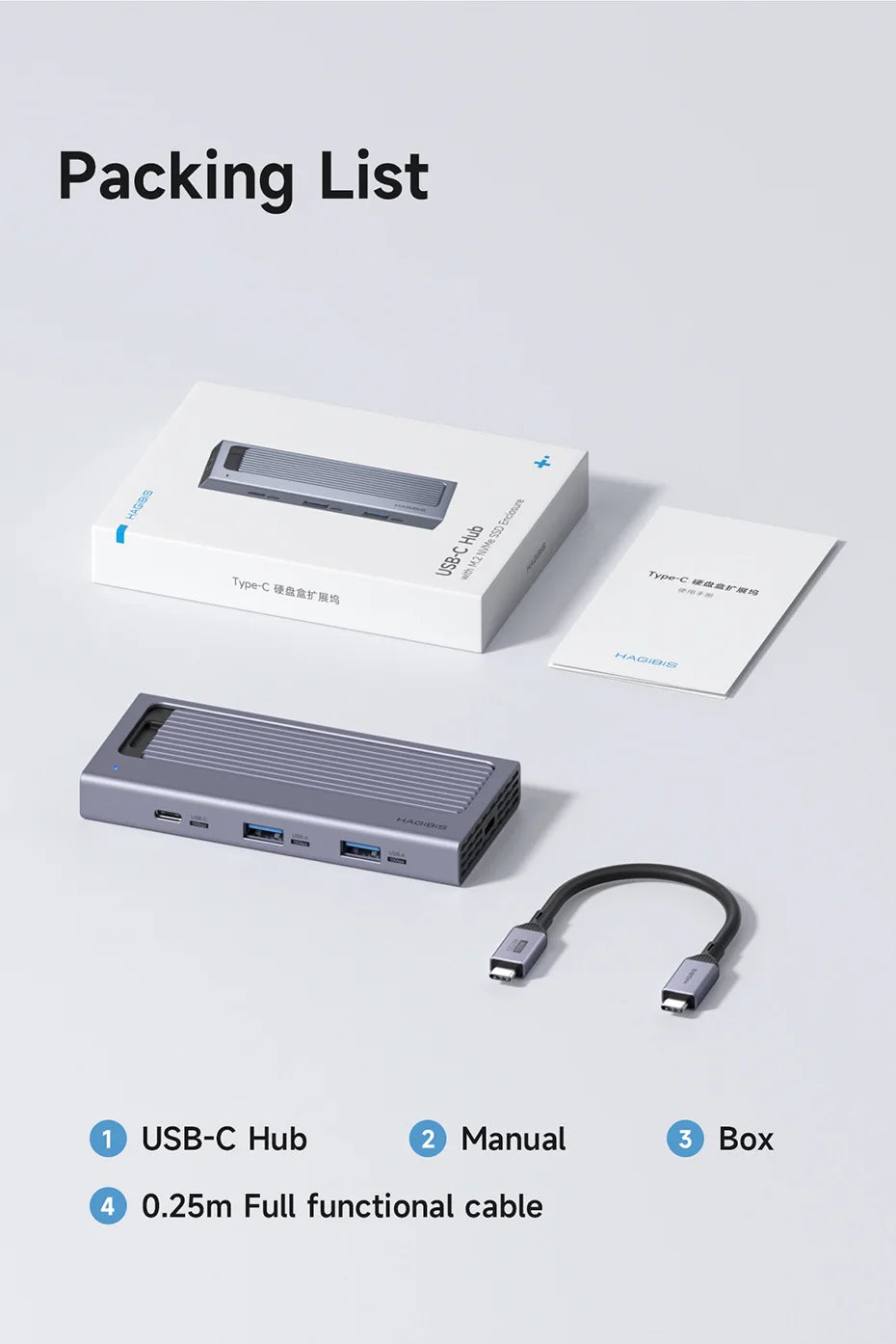 Hagibis M.2 SSD Enclosure with USB C Hub Magnetic Cover External Hard Drive Case Compatible with Thunderbolt 4/3 for MacBook PC