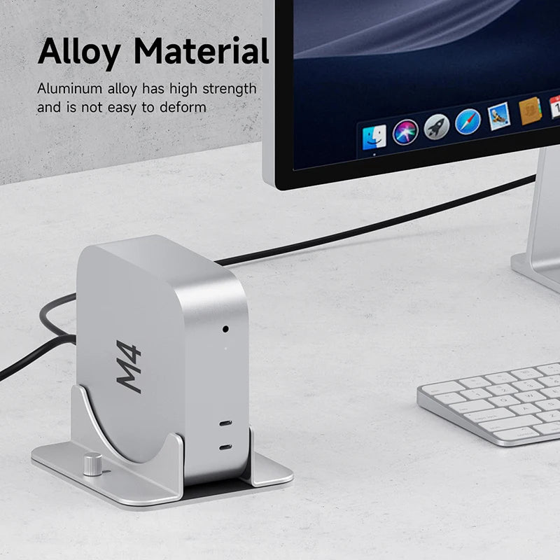 Hagibis Vertical Stand for Mac Mini M4/M4 Pro Aluminum Alloy Laptop Desktop Stand Anti-Slip Adjustable Holder For New Mac mini