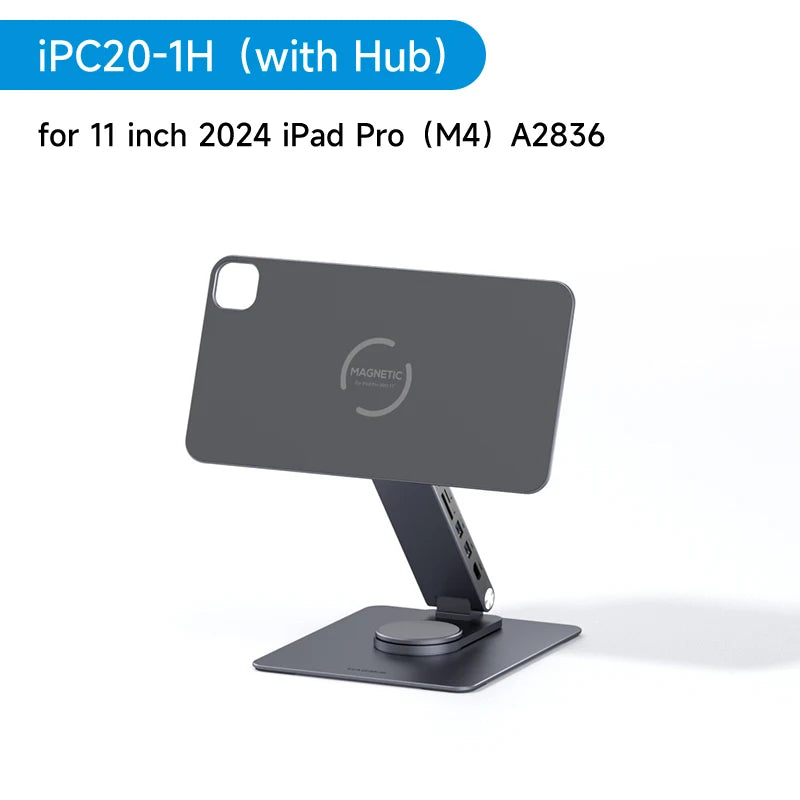Hagibis Magnetic Stand for iPad Pro M4 2024 11inch 13inch with Hub Tablet Docking Station 360° Adjustable Mount Foldable Holder