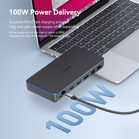 Hagibis DisplayLink USB C Docking Station Triple Display 3 Monitors with DP MST Hub 100W PD RJ45 LED for MacBook M1 M2 Windows