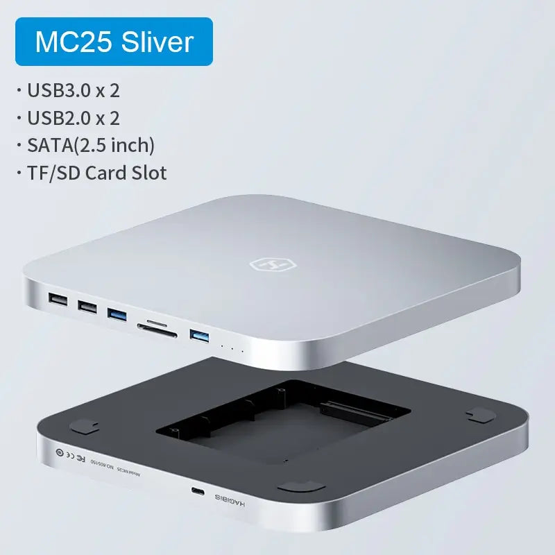 Hagibis USB C Hub with Hard Drive Enclosure Type C Docking Station 2.5 SATA NVME M.2 SSD Case 4K DP USB3.0 M1 M2 for Mac Mini