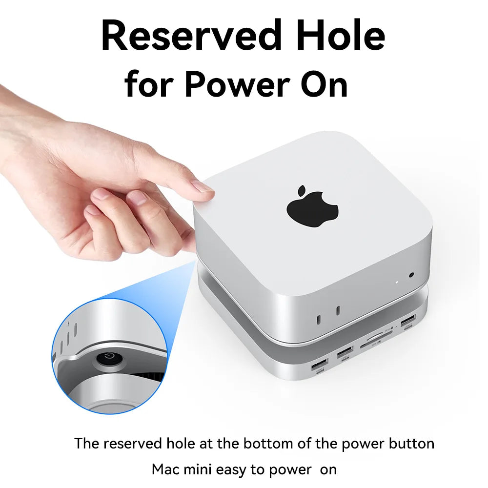 Mac mini USB C Hub with M.2 SSD Enclosure for Mac Mini M4/M4 Pro Stand Type-C Docking Station SSD Case USB3.2 Gen2 SD4.0 TF4.0