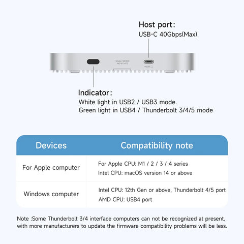 Hagibis USB4 Hard Drive Enclosure 40Gbps M.2 NVMe SSD Case for Mac mini M4/M4 Pro Compatible with Thunderbolt 5/4 External SSD