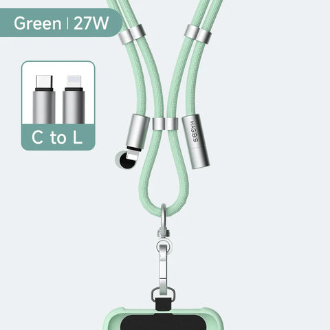 Hagibis Universal Phone Lanyard USB C Cable 2 in 1 Phone Strap C to C/C to L Charging Cord for iPhone 16 15 Pro Max Most Phones