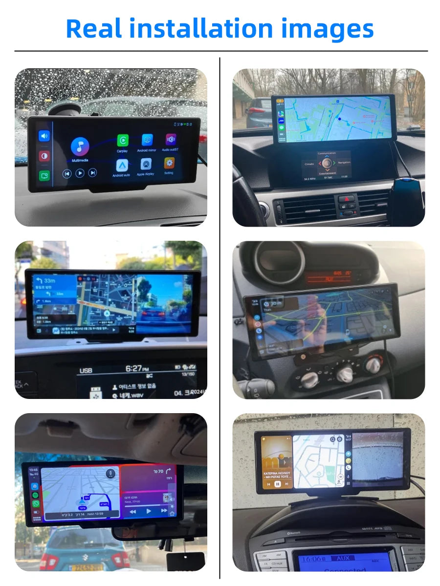10.26'' Dash Cam 4K Car Mirror Video Player Wireless Carplay Android Auto GPS Car Monitor Multimedia Rearview Camera Dashboard