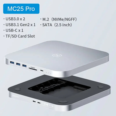 Hagibis USB C Hub with Hard Drive Enclosure Type C Docking Station 2.5 SATA NVME M.2 SSD Case 4K DP USB3.0 M1 M2 for Mac Mini