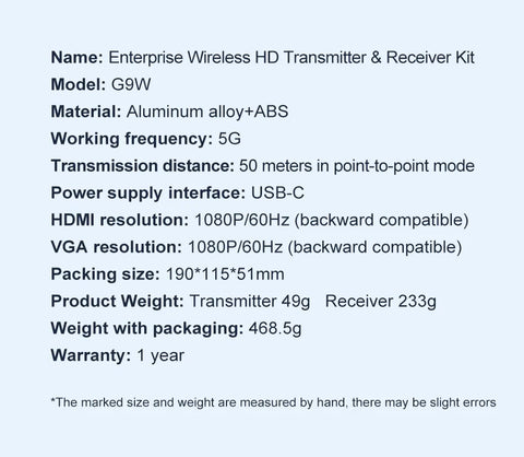 Hagibis Wireless HDMI Transmitter and Receiver HDMI Extender Kits Wireless Display Dongle for TV Camera Streaming PS5