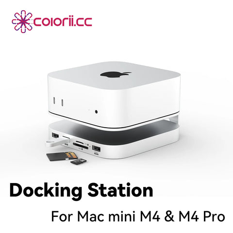 Mac mini USB C Hub with M.2 SSD Enclosure for Mac Mini M4/M4 Pro Stand Type-C Docking Station SSD Case USB3.2 Gen2 SD4.0 TF4.0