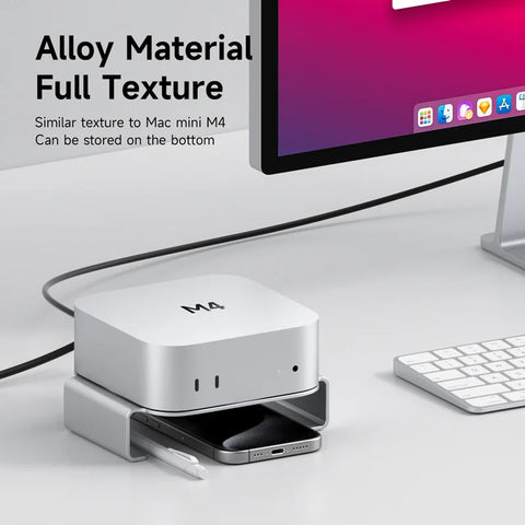 Hagibis Desktop Stand for Mac mini M4/M4 Pro 2024 Heat Dissipation Bracket Aluminum Alloy Mount Dock Cooling Holder Accessories