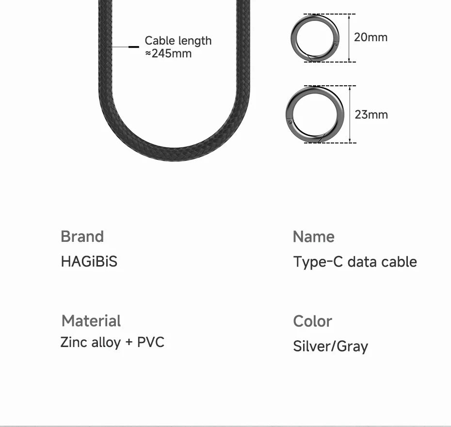 Hagibis USB4 Phone Lanyard Cable Portable USB C to Type-C Wrist Lanyard Cable 240W 80Gbps for Thunderbolt 4/5 iPhone 16 Pro SSD