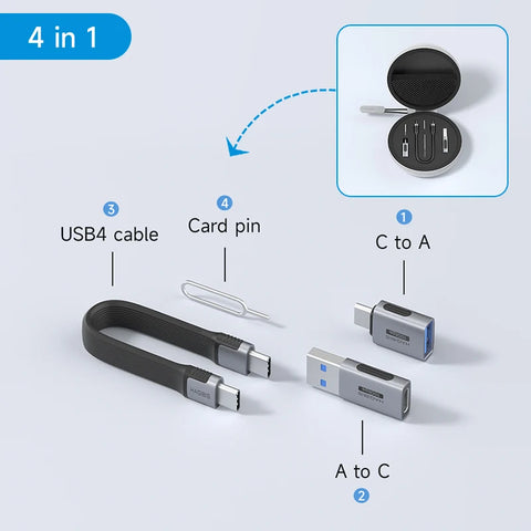 Hagibis Multi USB C Adapter Kit Short USB4 Fast Charging Cable Set Storage Box USB to Type-c Compatible with Thunderbolt 4/3