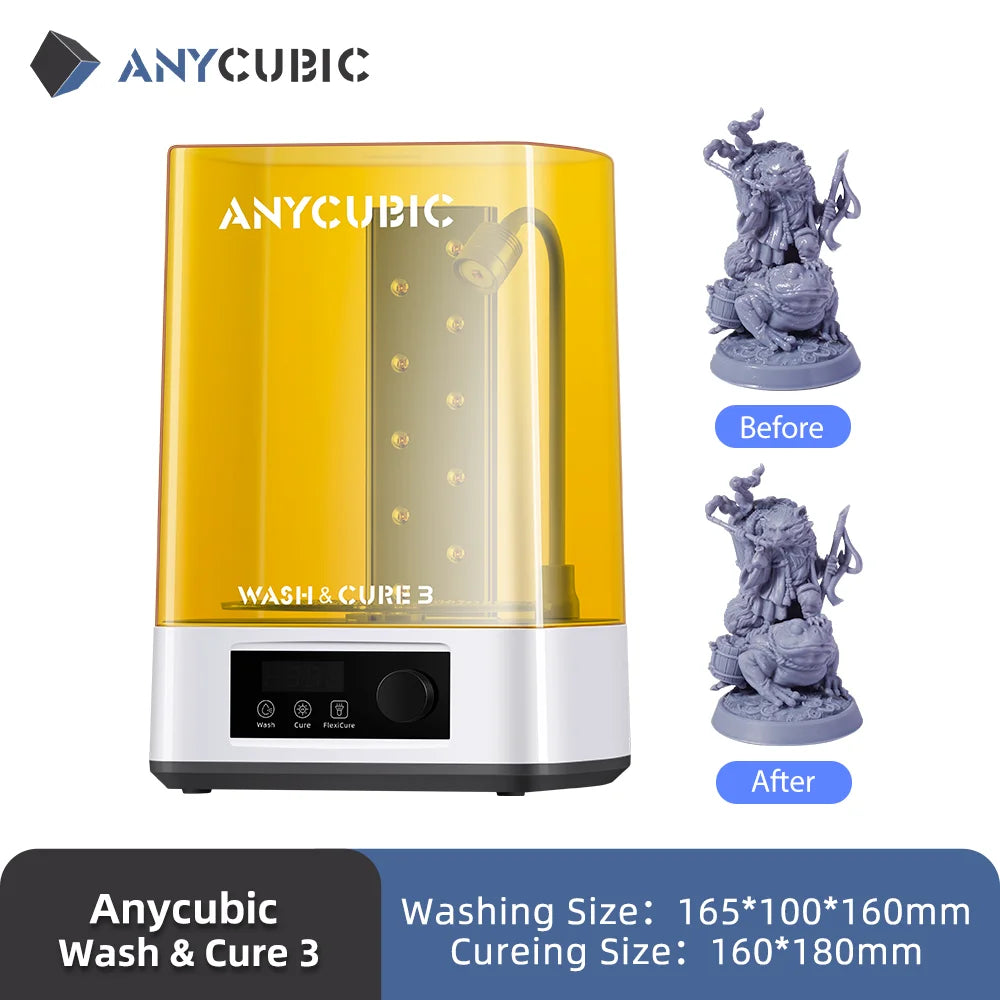 ANYCUBIC Wash & Cure 3 For Photon Mono 2 LCD SLA 3D Printer Models UV Rotary Curing Resin Cleaning Machine 2 in 1