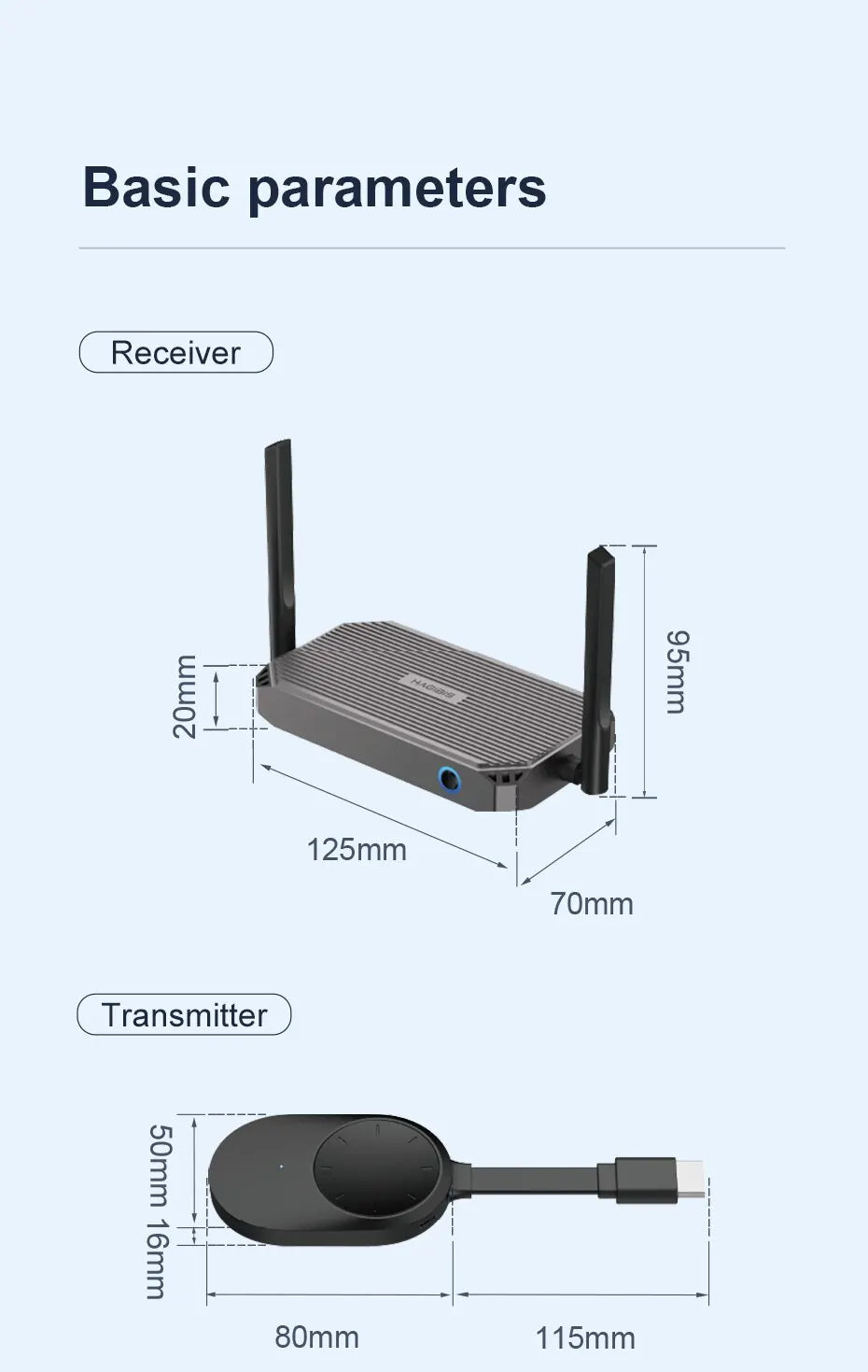 Hagibis Wireless HDMI Transmitter and Receiver HDMI Extender Kits Wireless Display Dongle for TV Camera Streaming PS5