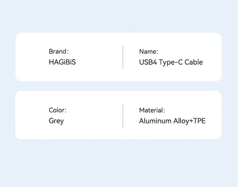 Hagibis USB4 Data Cable 40Gbps USB C to Type C Short Cable PD 240W 8K 60Hz for Thunderbolt 3/4 iPhone 16 Pro Max SSD Power Bank