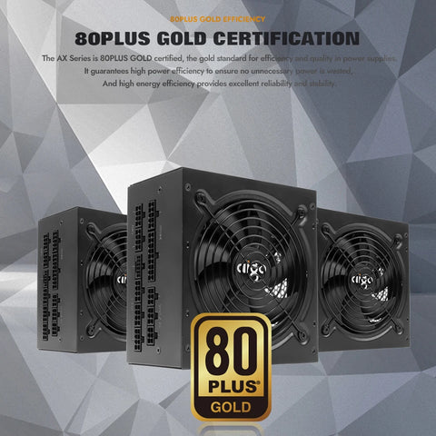 Aigo AX Power Supply 850W PCIE 5.0 ATX 3.0 Full Modular 80Plus Gold Certified Game PSU for NVIDIA RTX 20/30/40 AMD Graphics Card
