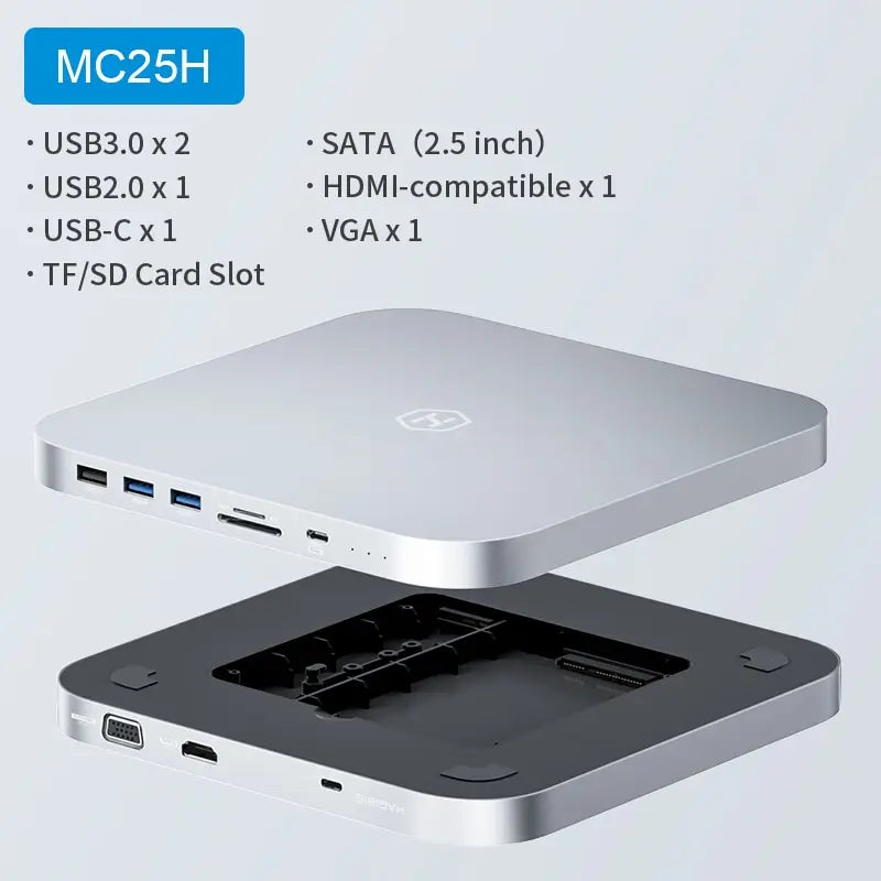 Hagibis USB C Hub with Hard Drive Enclosure Type C Docking Station 2.5 SATA NVME M.2 SSD Case 4K DP USB3.0 M1 M2 for Mac Mini