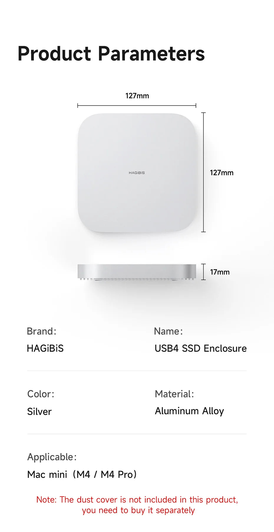 Hagibis USB4 Hard Drive Enclosure 40Gbps M.2 NVMe SSD Case for Mac mini M4/M4 Pro Compatible with Thunderbolt 5/4 External SSD