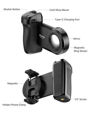 Ulanzi MA35 MagSafe Smartphone Camera Shutter Grip Bluetooth Selfie Handle As Camera Photo Stabilizer Vertical Horizontal Shoot